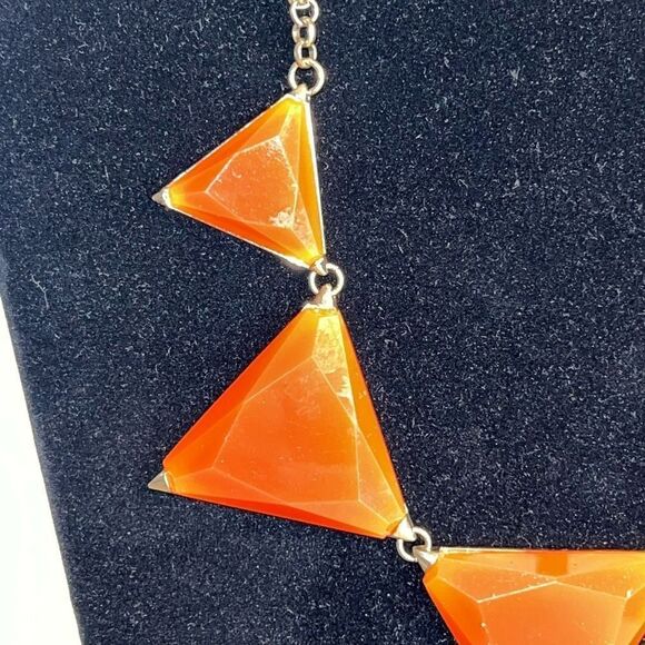 Modern necklace and earring set womans orange and gold rocker futuristic cosplay - Picture 3 of 8